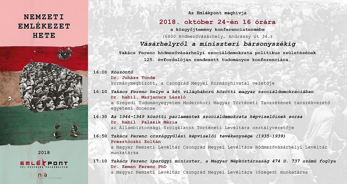 Konferencia a szociáldemokrata Takács Ferencről