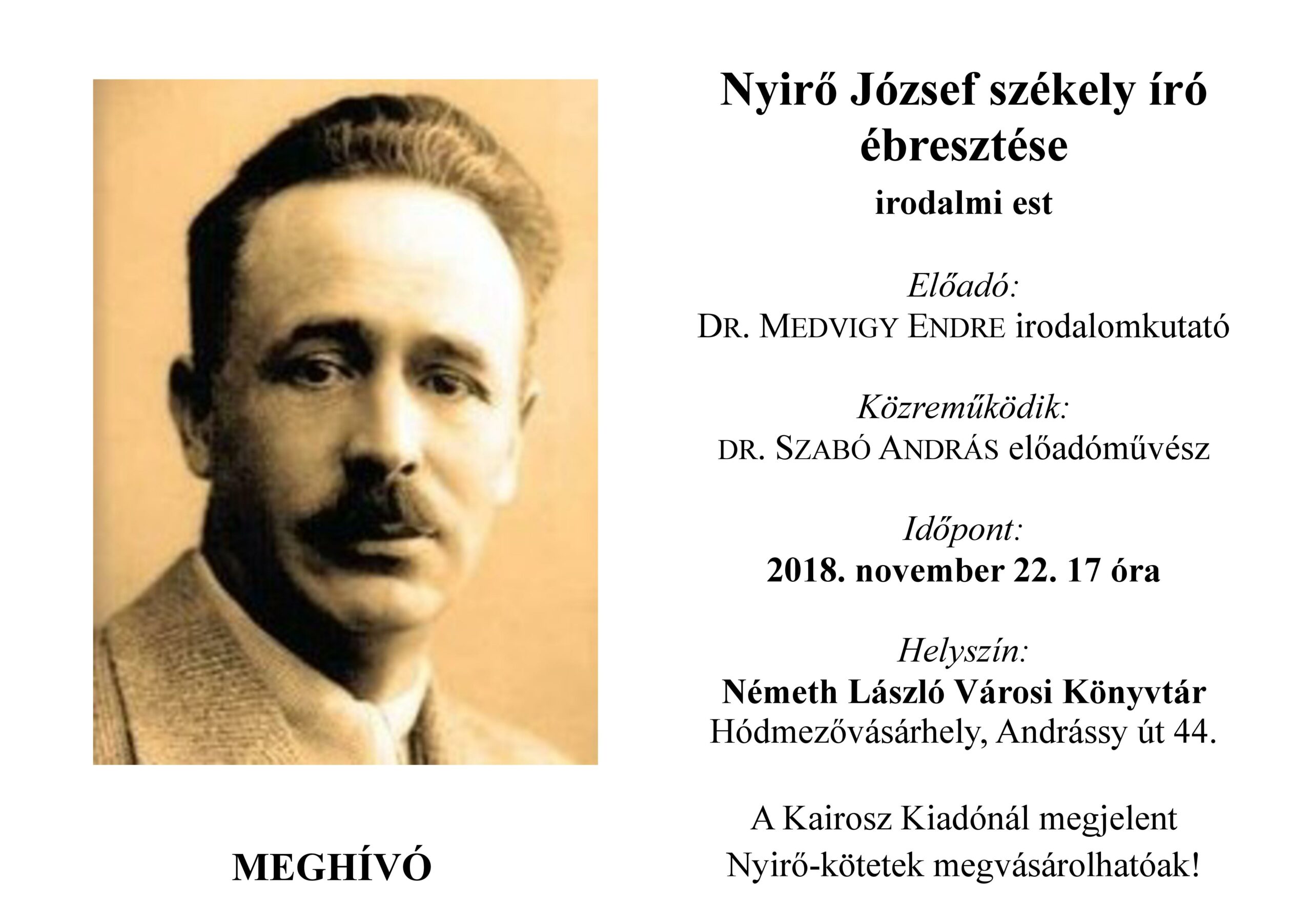 Nyíró József ébresztése - a könyvtárban