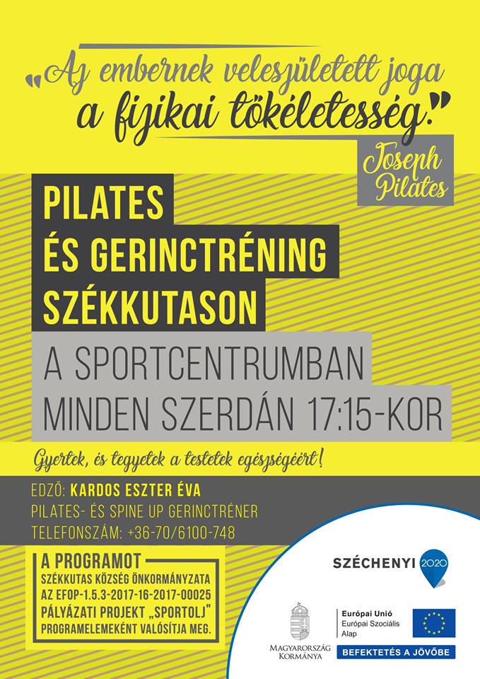 Pilates és gerinctorna edzések indulnak Székkutason