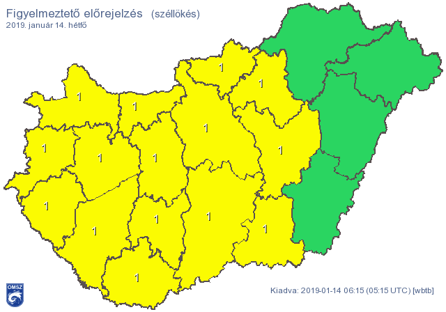 Riasztást adtak ki az erős szél miatt