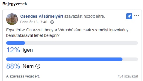 750 szavazat a vásárhelyi városháza beléptető rendszeréről