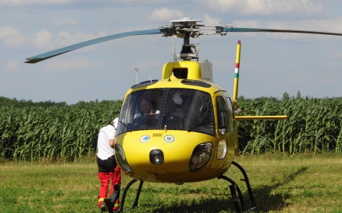 Lovaskocsi és autó ütközött Székkutasnál, mentőhelikopter érkezett a helyszínre