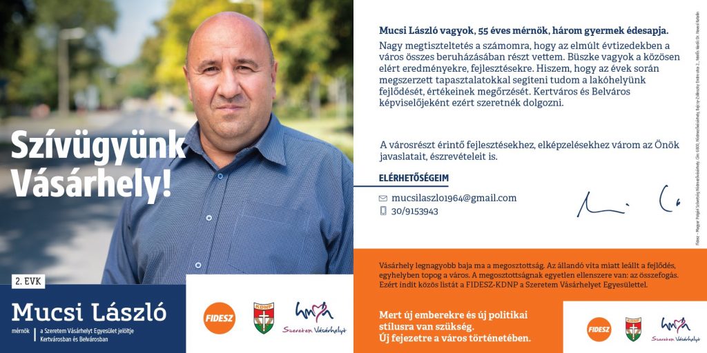 Plakáton a Fidesz és a Szeretem Vásárhelyt képviselőjelöltjei 1