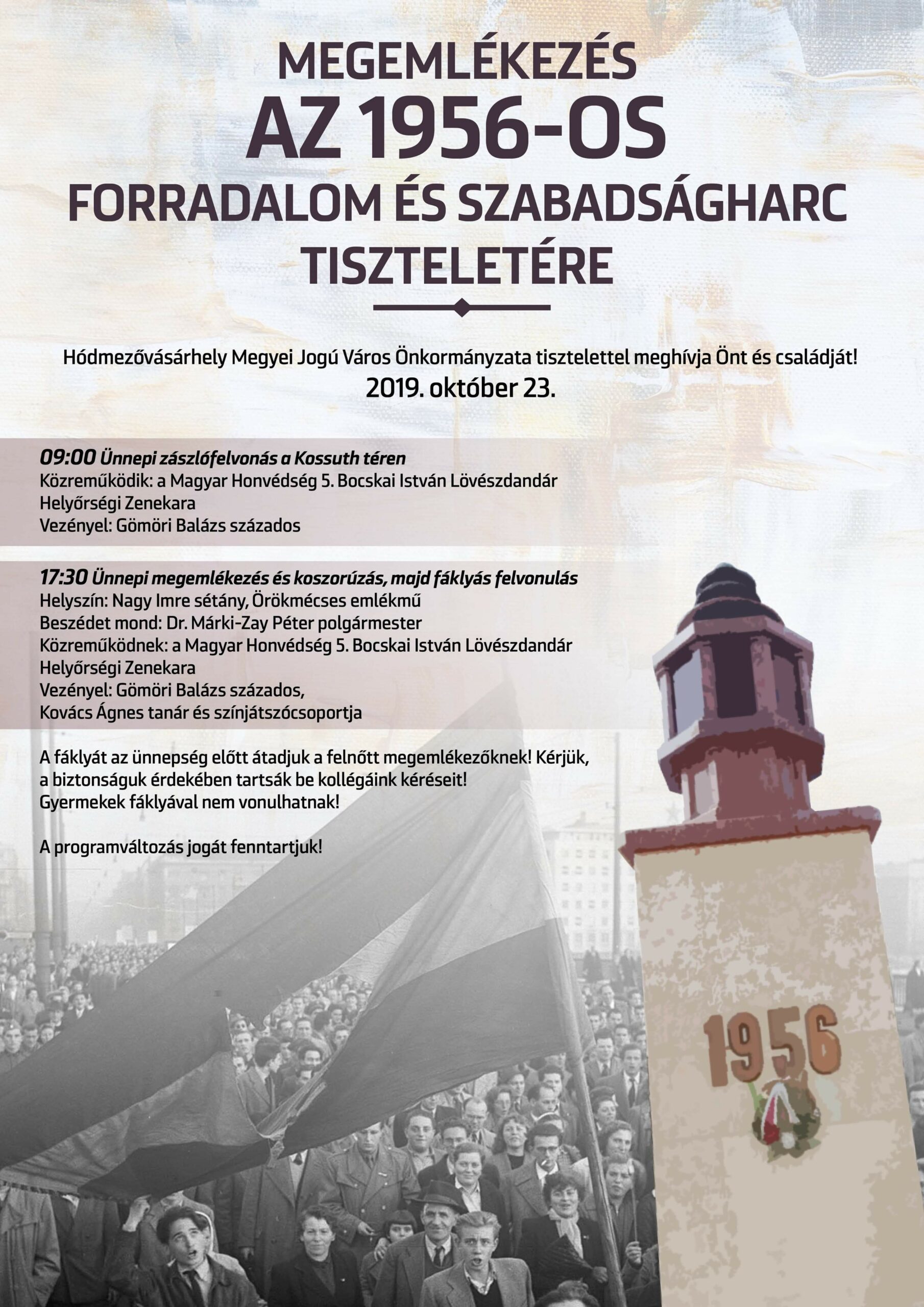 Megemlékezés és fáklyás felvonulás is lesz október 23-án Vásárhelyen