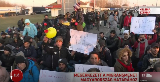 Megérkezett a migránsmenet a magyar határra