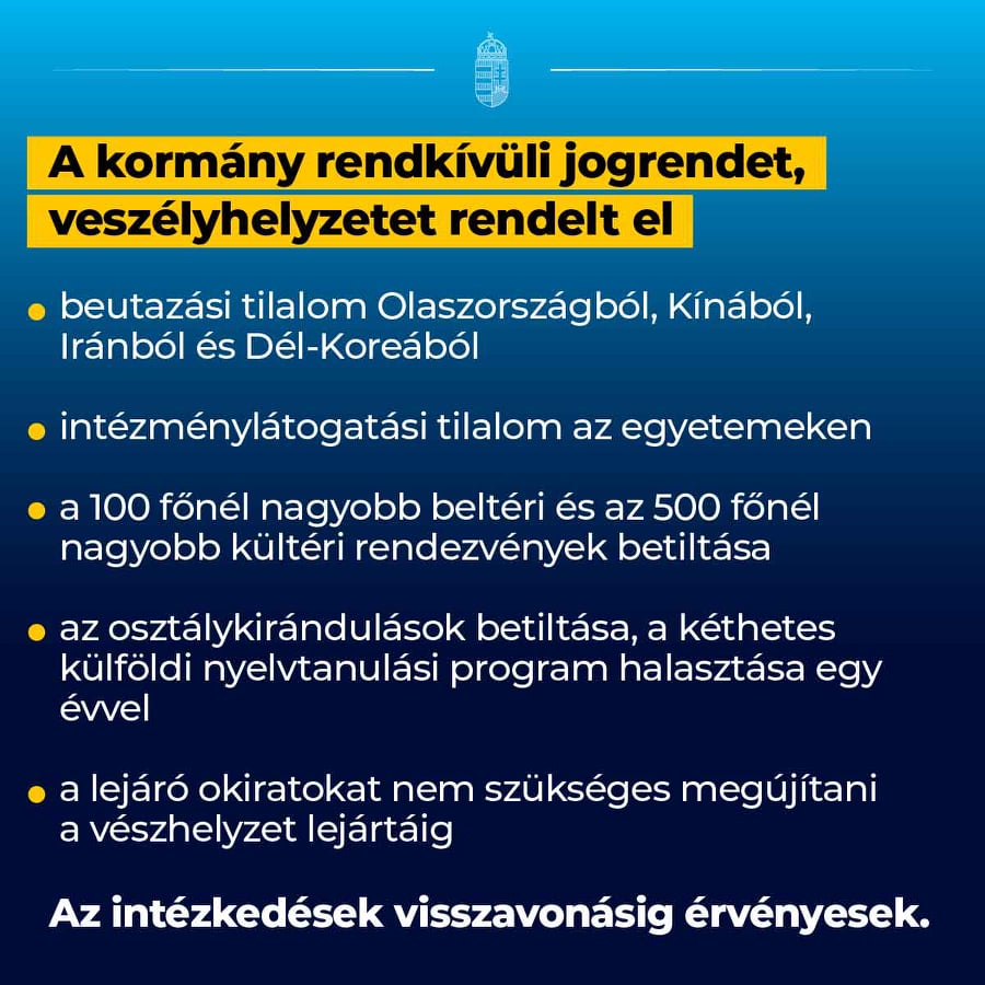 Kihirdette a kormány a veszélyhelyzetet – cikkünk frissül!