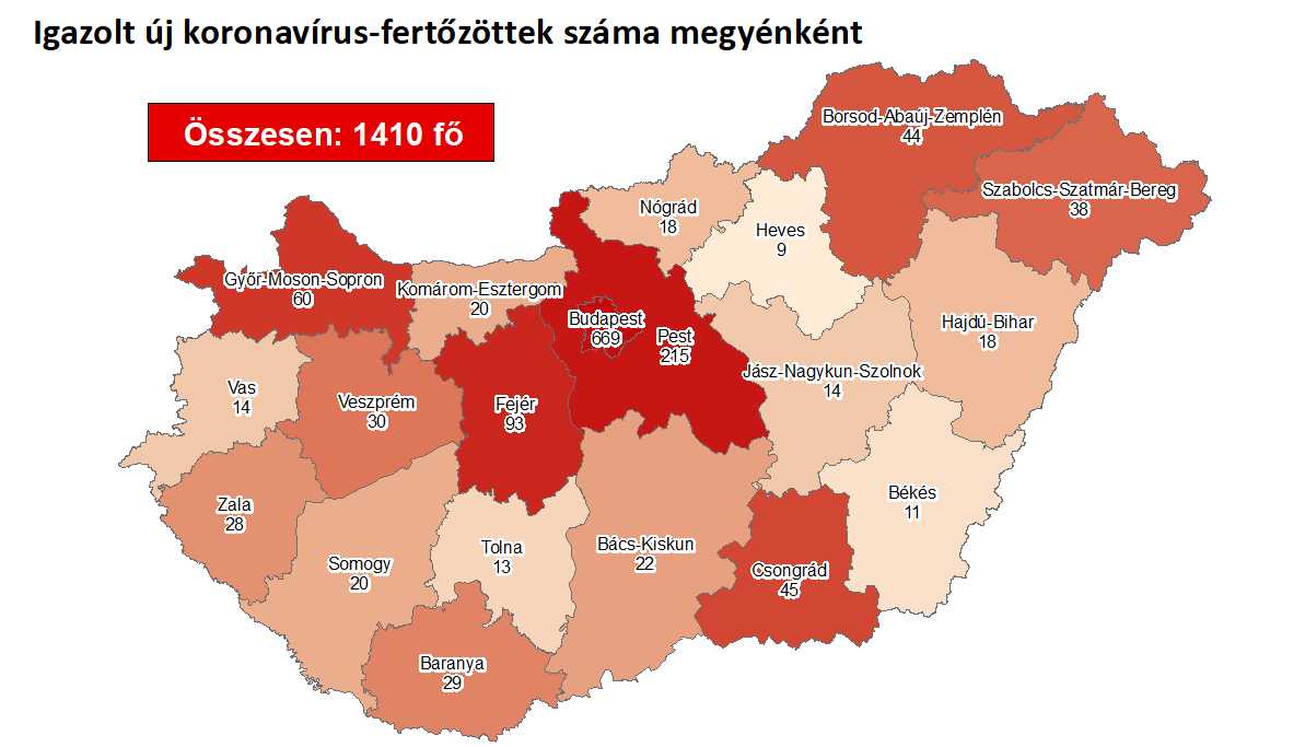 45 igazolt beteg van Csongrád megyében
