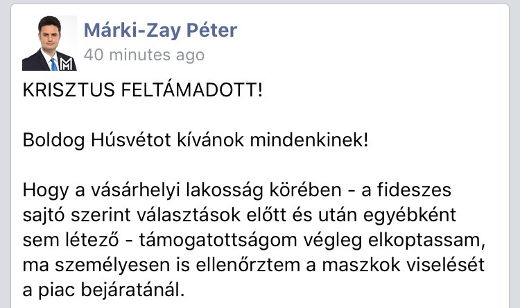 Márki-Zay fideszezéssel kíván kellemes húsvéti ünnepeket