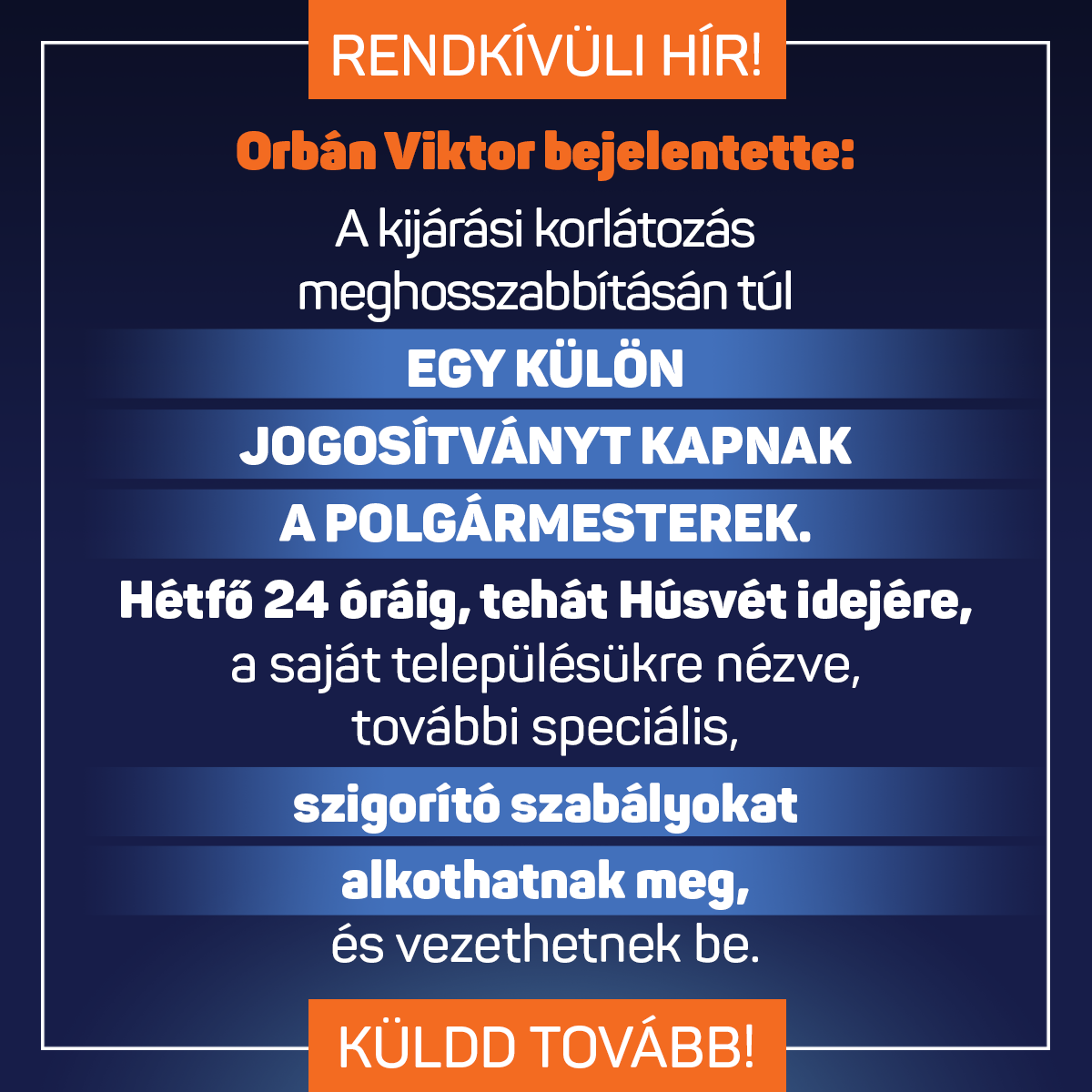 Orbán Viktor: határozatlan időre meghosszabbítjuk a kijárási korlátozást 1