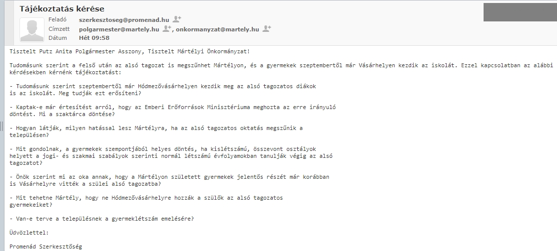 Mi lesz veled, mártélyi iskola – miért sunnyog a polgármester?