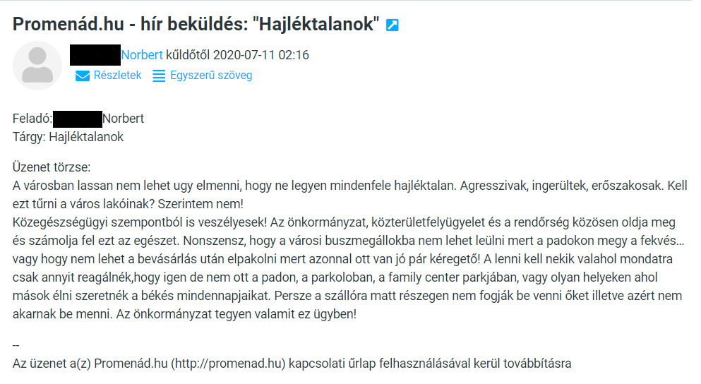 Olvasói levél: Az önkormányzat tegyen valamit az agresszív hajléktalanokkal! 1