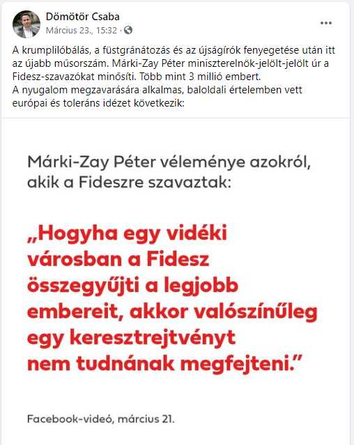 Márki-Zay szerint a vidéki fideszesek egy keresztrejtvényt sem tudnak megfejteni 1