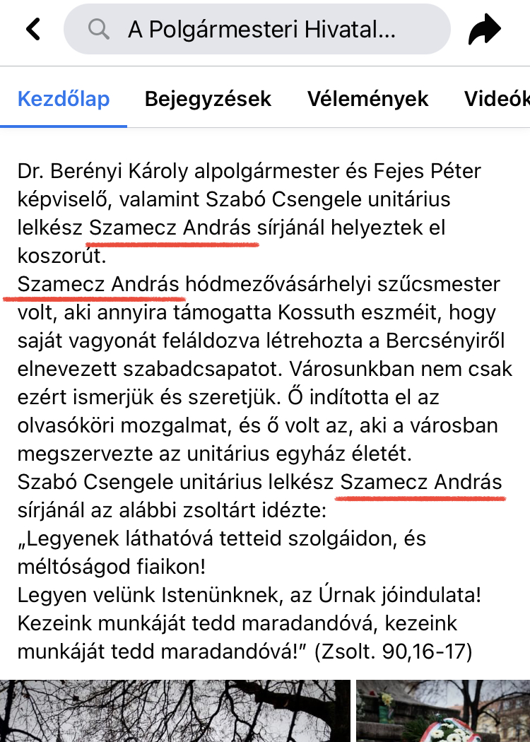 Újabb blama: annak a nevét sem tudja helyesen leírni az önkormányzat, akire emlékezik