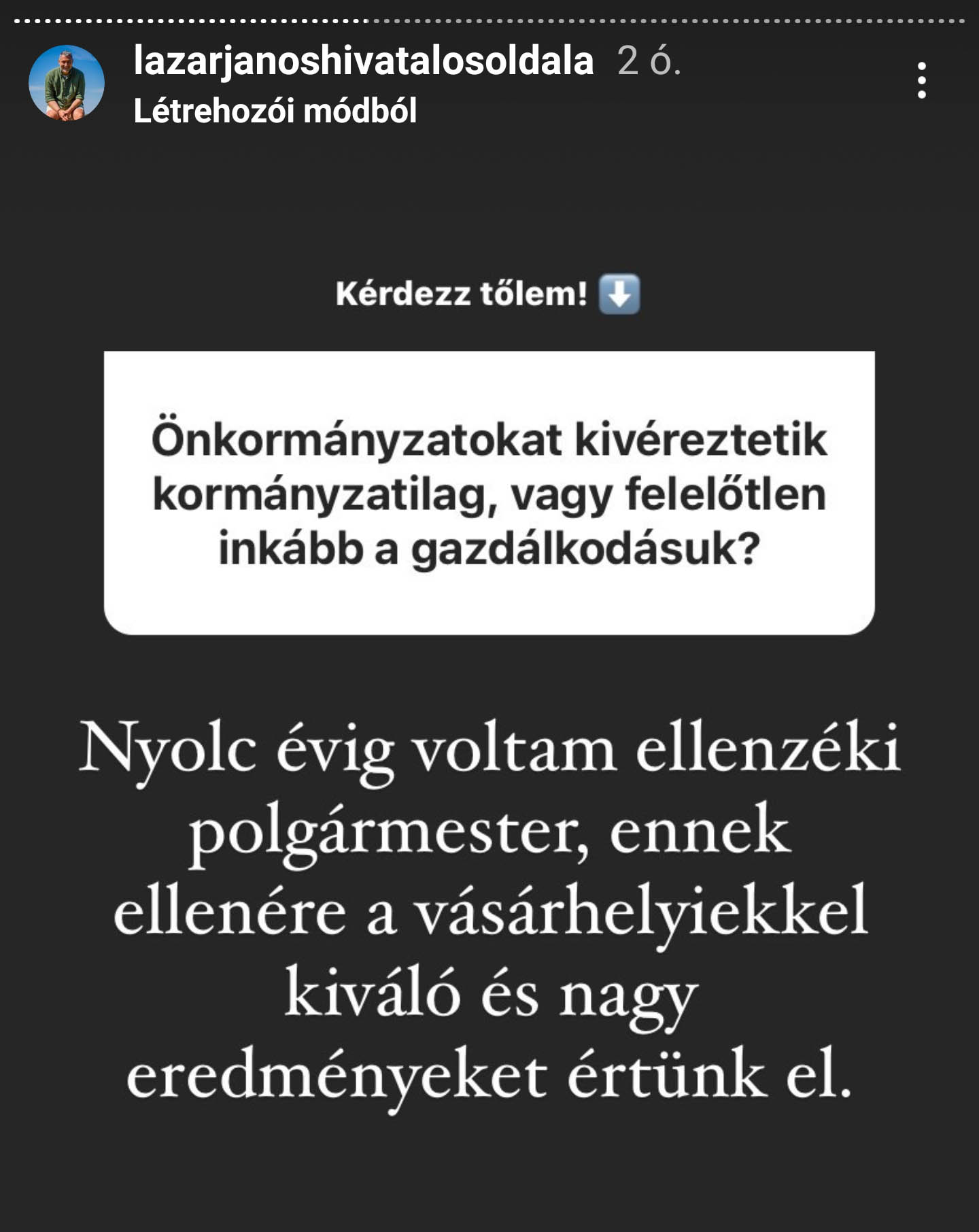 Instagram storyban válaszolt kérdésekre Lázár János 22