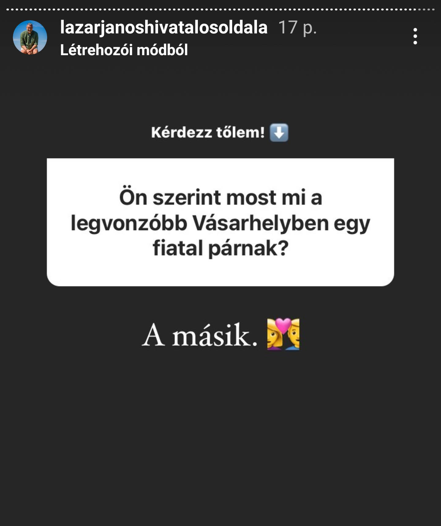 Instagram storyban válaszolt kérdésekre Lázár János 25