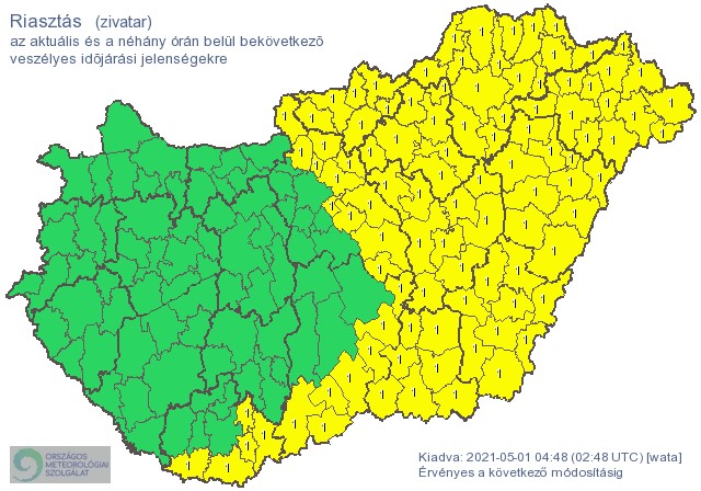 Megyénkre is riasztást adott ki a meteorológia zivatarok, jégeső miatt 1